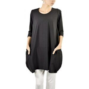 JASON Portofino Pocket Tunic Top in Dark Gray Lagenlook Minimalist - Size S